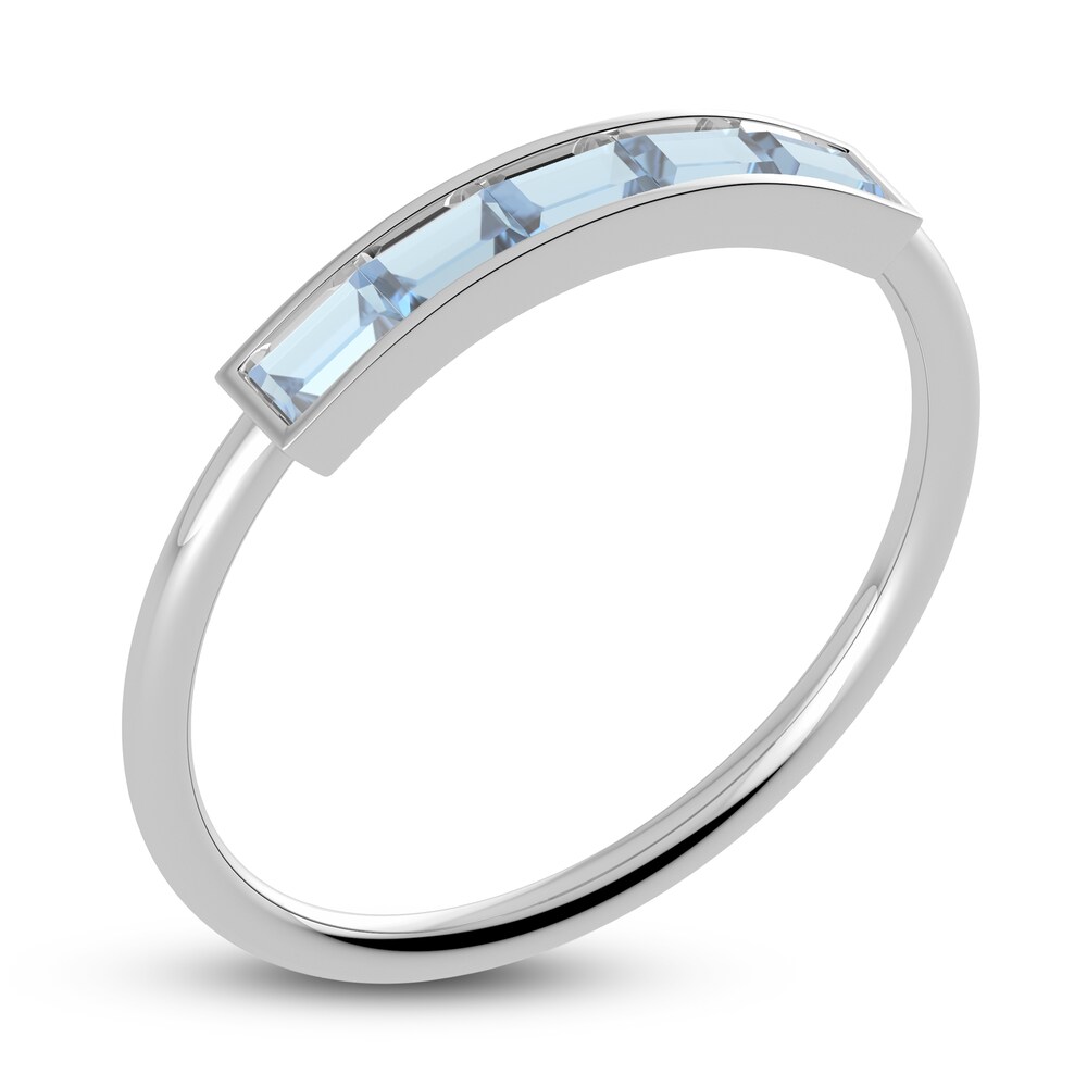 Juliette Maison Natural Aquamarine Baguette Bar Ring 10K White Gold 4FqeEoRn Juliette Maison Natural Aquamarine Baguette Bar Ring 10K White Gold 4FqeEoRn