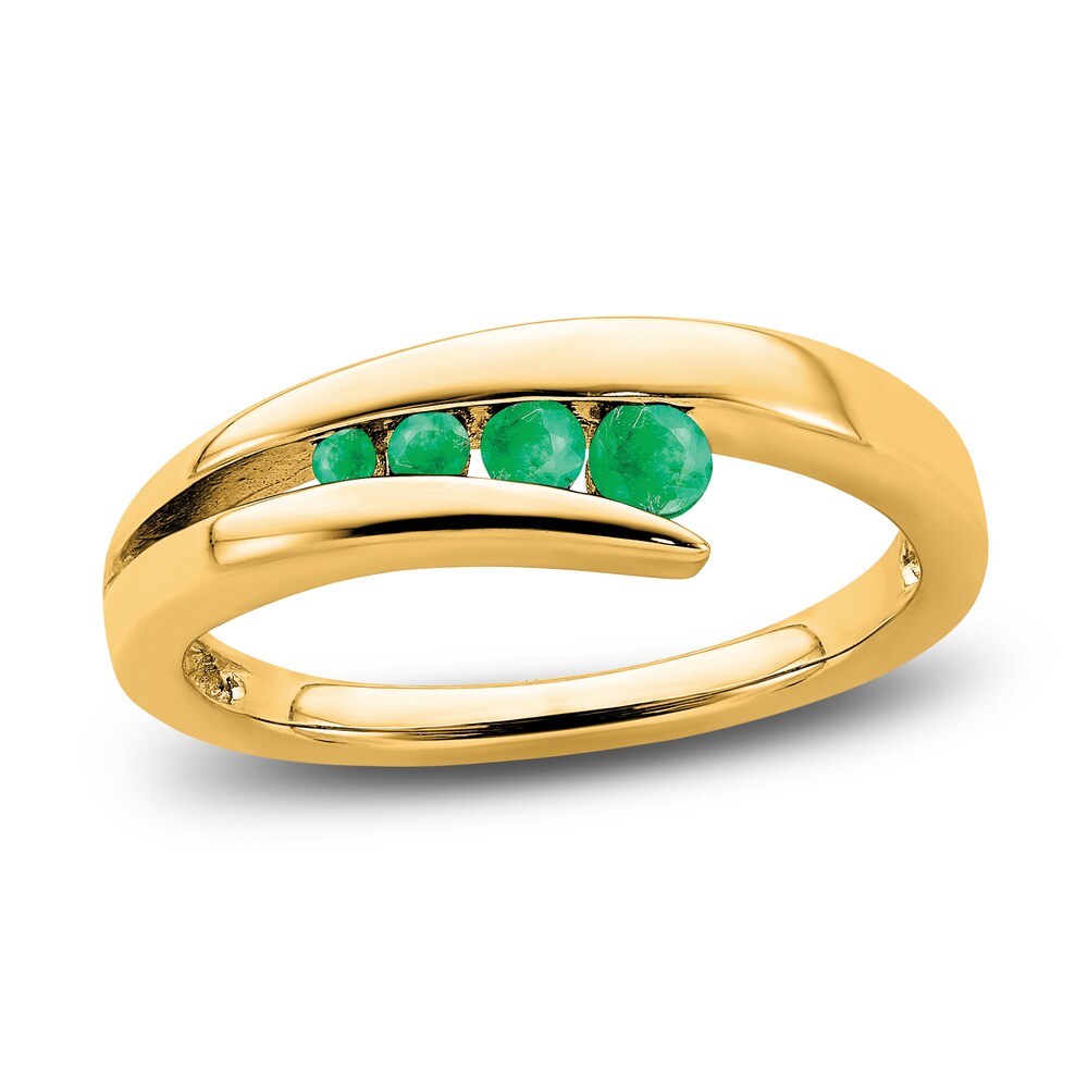 Natural Emerald 4-Stone Ring 14K Yellow Gold 4NtMY8Lg Natural Emerald 4-Stone Ring 14K Yellow Gold 4NtMY8Lg
