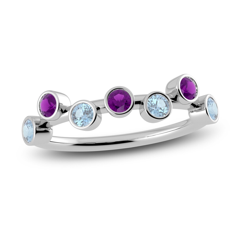 Juliette Maison Natural Amethyst & Natural Aquamarine Ring 10K White Gold 4TmO07nD Juliette Maison Natural Amethyst & Natural Aquamarine Ring 10K White Gold 4TmO07nD