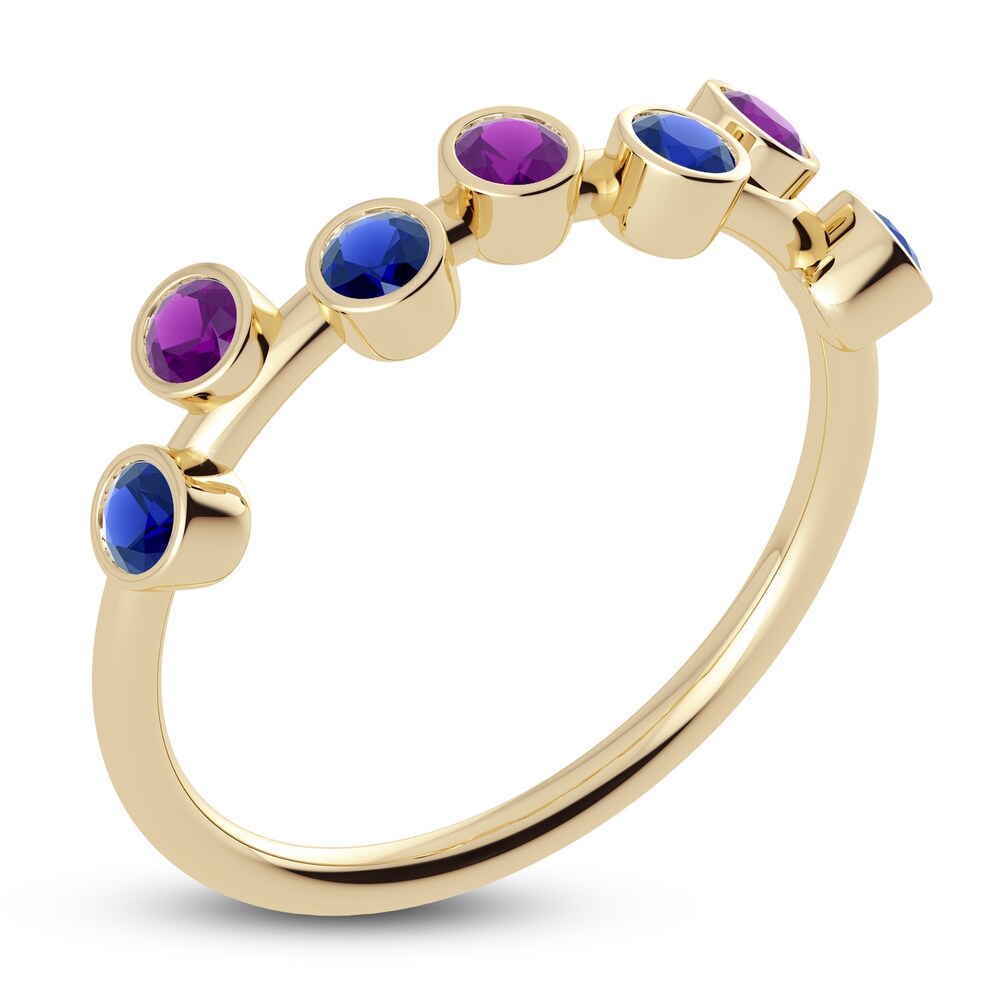 Juliette Maison Natural Amethyst & Natural Blue Sapphire Ring 10K Yellow Gold 4mOYjWTR Juliette Maison Natural Amethyst & Natural Blue Sapphire Ring 10K Yellow Gold 4mOYjWTR