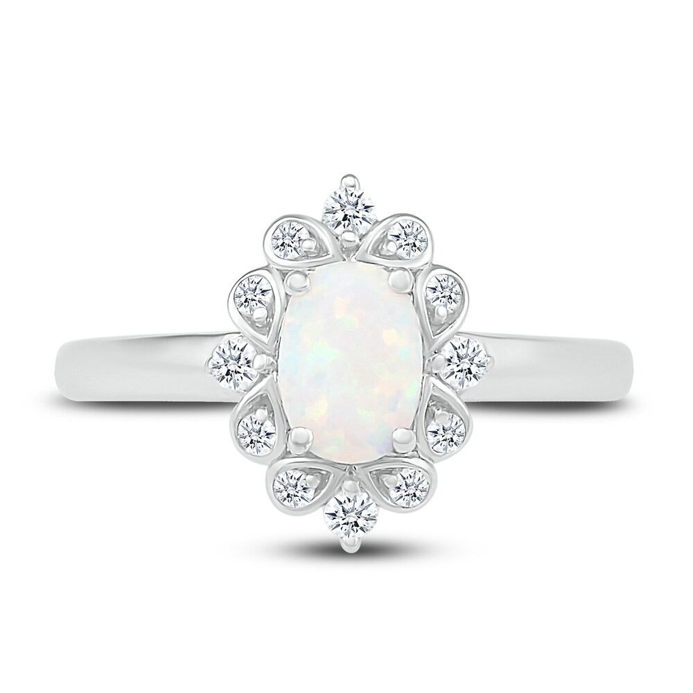 Lab-Created Sapphire & Natural Opal Ring Sterling Silver 4touP38d Lab-Created Sapphire & Natural Opal Ring Sterling Silver 4touP38d