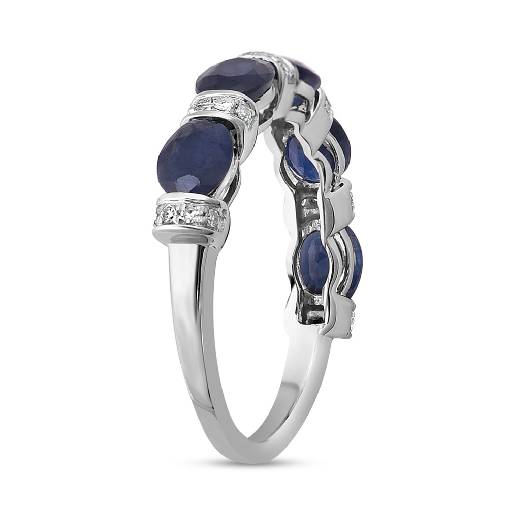 Natural Blue Sapphire Anniversary Ring 1/10 ct tw Diamonds 14K White Gold 4u8Tw7Yk Natural Blue Sapphire Anniversary Ring 1/10 ct tw Diamonds 14K White Gold 4u8Tw7Yk