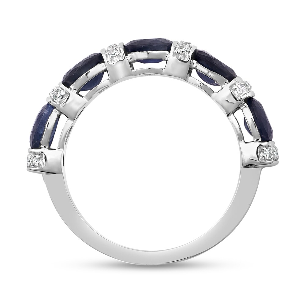 Natural Blue Sapphire Anniversary Ring 1/10 ct tw Diamonds 14K White Gold 4u8Tw7Yk Natural Blue Sapphire Anniversary Ring 1/10 ct tw Diamonds 14K White Gold 4u8Tw7Yk