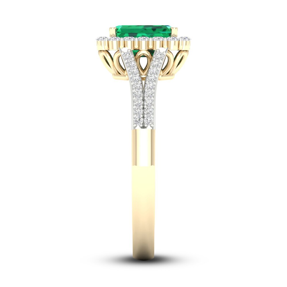 Lab-Created Emerald & Lab-Created White Sapphire Ring 10K Yellow Gold 50qvdGZT Lab-Created Emerald & Lab-Created White Sapphire Ring 10K Yellow Gold 50qvdGZT