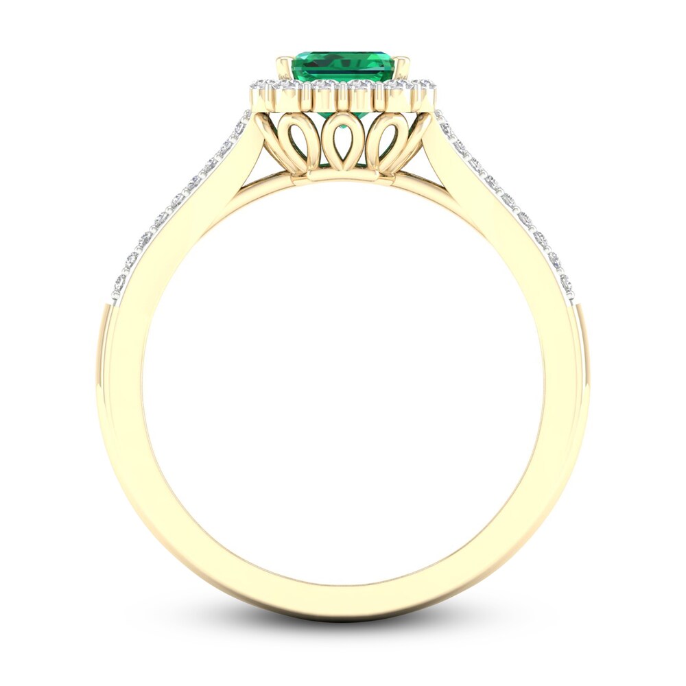 Lab-Created Emerald & Lab-Created White Sapphire Ring 10K Yellow Gold 50qvdGZT Lab-Created Emerald & Lab-Created White Sapphire Ring 10K Yellow Gold 50qvdGZT
