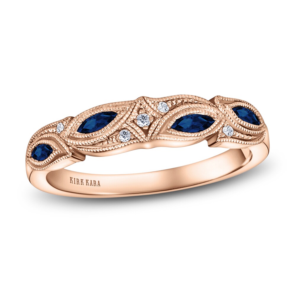 Kirk Kara Natural Blue Sapphire Anniversary Band Diamond Accents 14K Rose Gold 53ESNfgE Kirk Kara Natural Blue Sapphire Anniversary Band Diamond Accents 14K Rose Gold 53ESNfgE