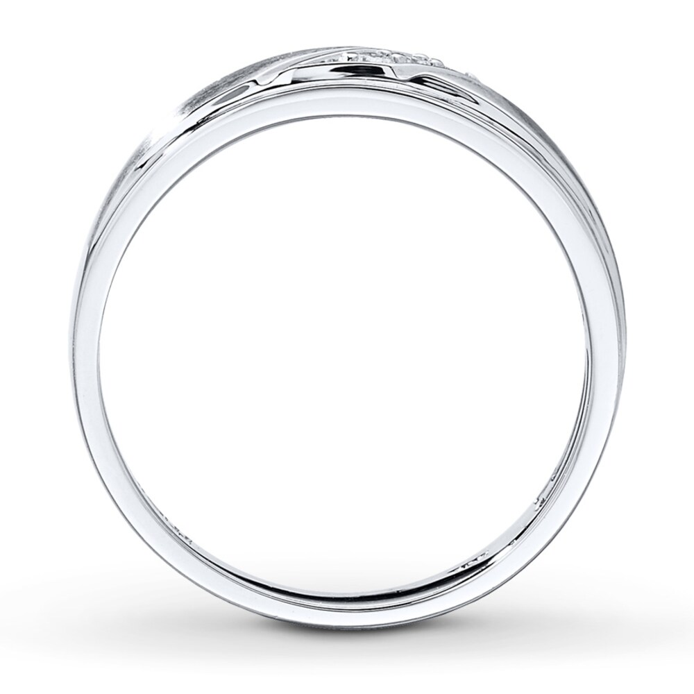 Men\'s Diamond Band 1/10 ct tw Round-cut 10K White Gold 58rwj7Yq
