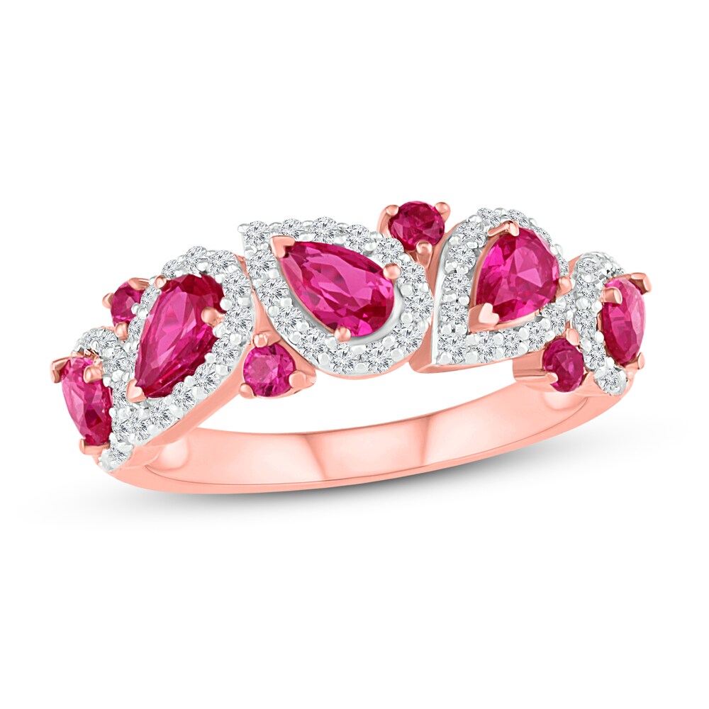 Lab-Created Ruby & White Lab-Created Sapphire Ring 10K Rose Gold 5BPYLjyW Lab-Created Ruby & White Lab-Created Sapphire Ring 10K Rose Gold 5BPYLjyW
