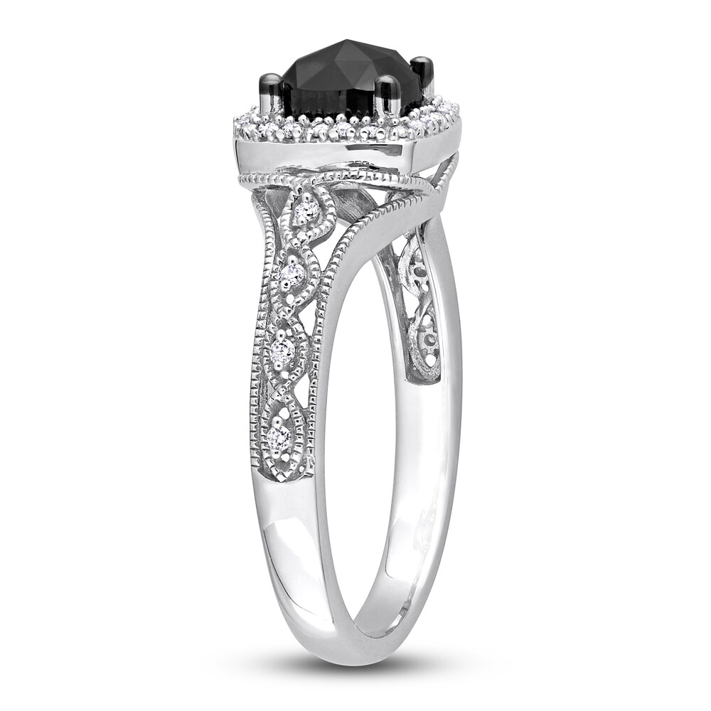 Black & White Diamond Halo Engagement Ring 1-1/6 ct tw Cushion/Round 14K White Gold 5Dhv4Z0p Black & White Diamond Halo Engagement Ring 1-1/6 ct tw Cushion/Round 14K White Gold 5Dhv4Z0p