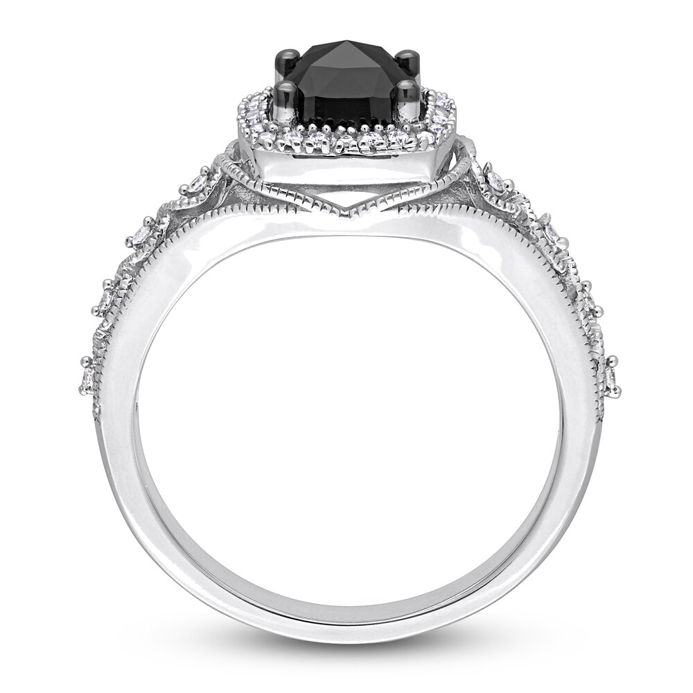 Black & White Diamond Halo Engagement Ring 1-1/6 ct tw Cushion/Round 14K White Gold 5Dhv4Z0p Black & White Diamond Halo Engagement Ring 1-1/6 ct tw Cushion/Round 14K White Gold 5Dhv4Z0p