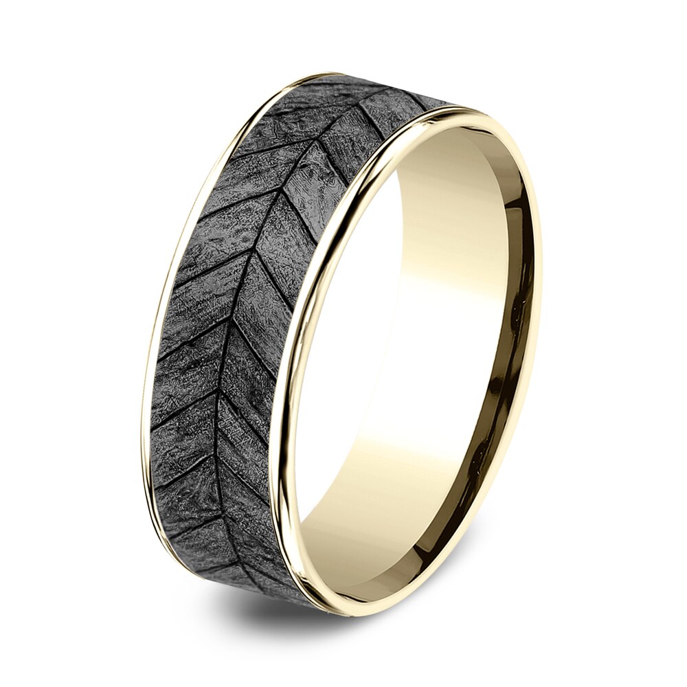 Chevron Wedding Band Tantalum/14K Yellow Gold 7.5mm 5LsXW3Lo Chevron Wedding Band Tantalum/14K Yellow Gold 7.5mm 5LsXW3Lo