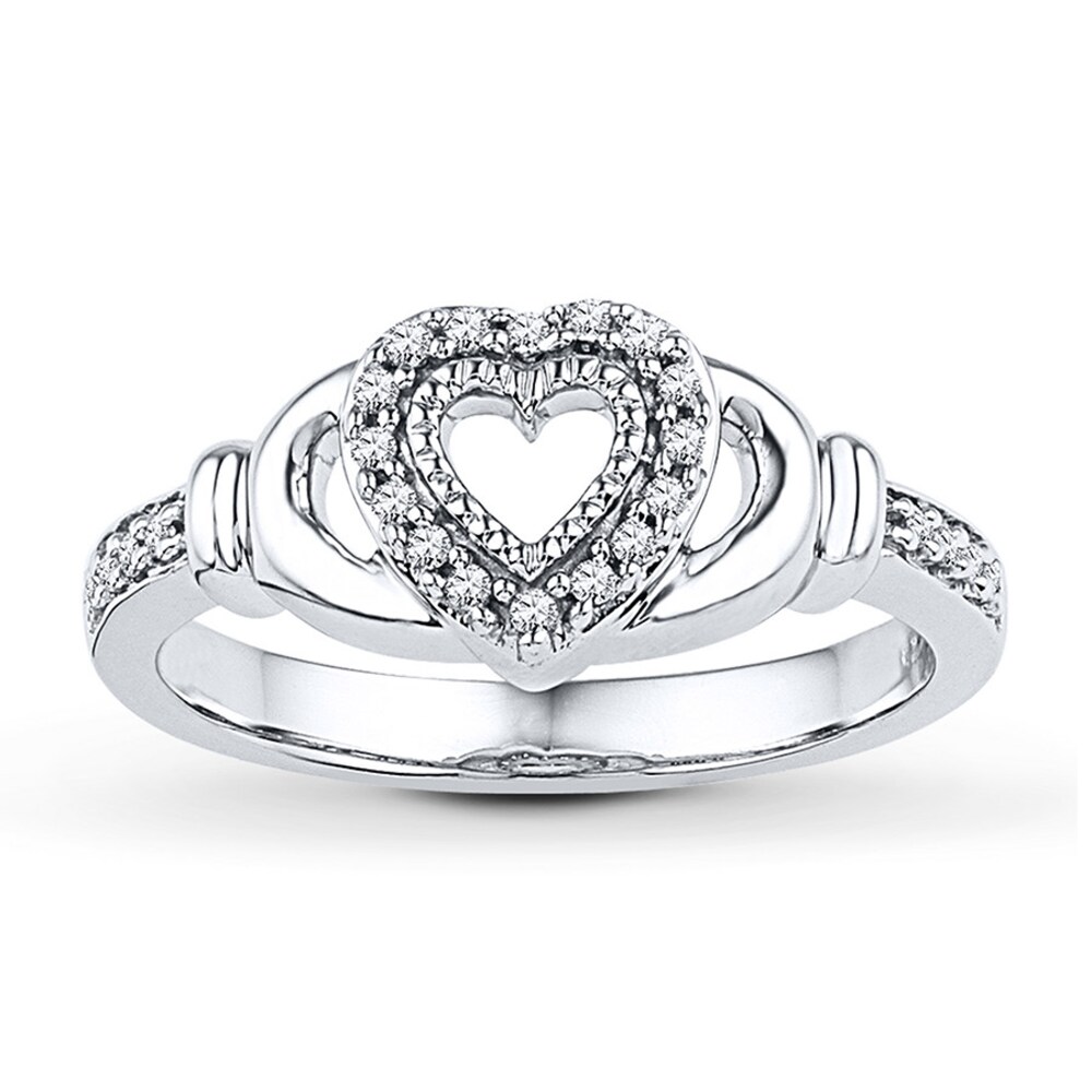 Claddagh Ring 1/8 ct tw Diamonds Sterling Silver 5M2GxYmN Claddagh Ring 1/8 ct tw Diamonds Sterling Silver 5M2GxYmN