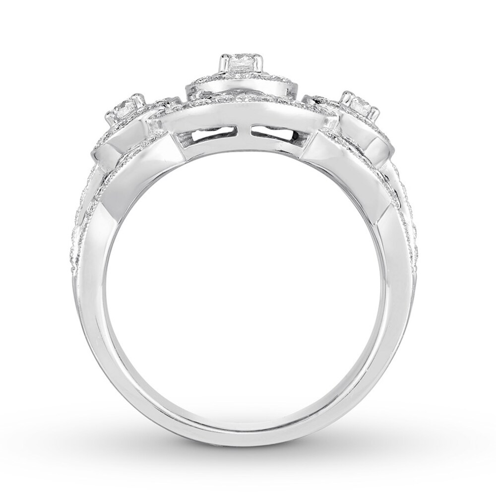 Diamond Ring 1 ct tw Round/Baguette 14K White Gold 5WSHb5lA Diamond Ring 1 ct tw Round/Baguette 14K White Gold 5WSHb5lA