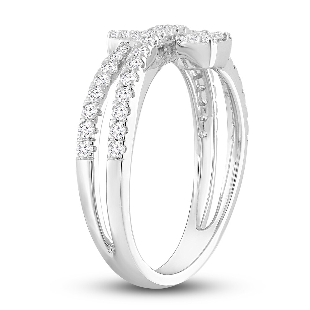 Diamond Ring 1/2 ct tw Round/Baguette 10K White Gold 5dfumRQR Diamond Ring 1/2 ct tw Round/Baguette 10K White Gold 5dfumRQR