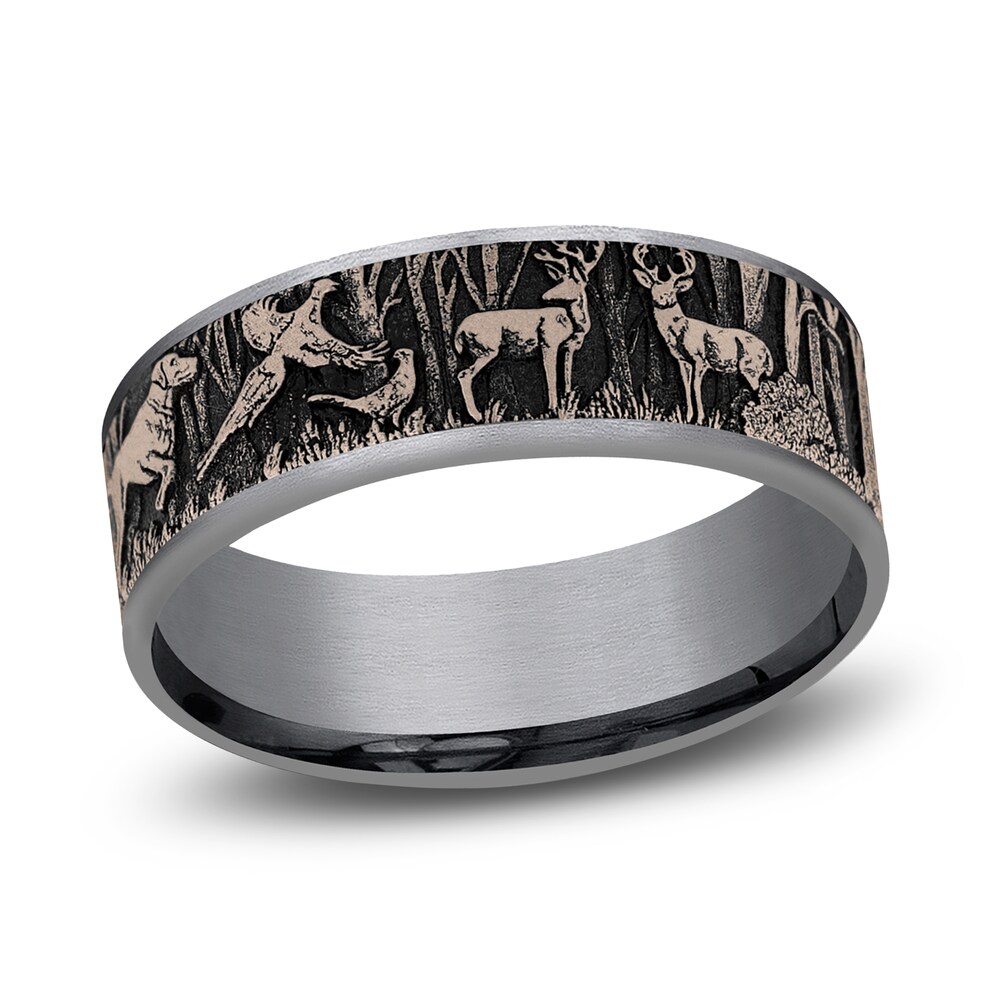 Forest Wedding Band Tantalum/14K Rose Gold 7.5mm 5i8oKf05 Forest Wedding Band Tantalum/14K Rose Gold 7.5mm 5i8oKf05