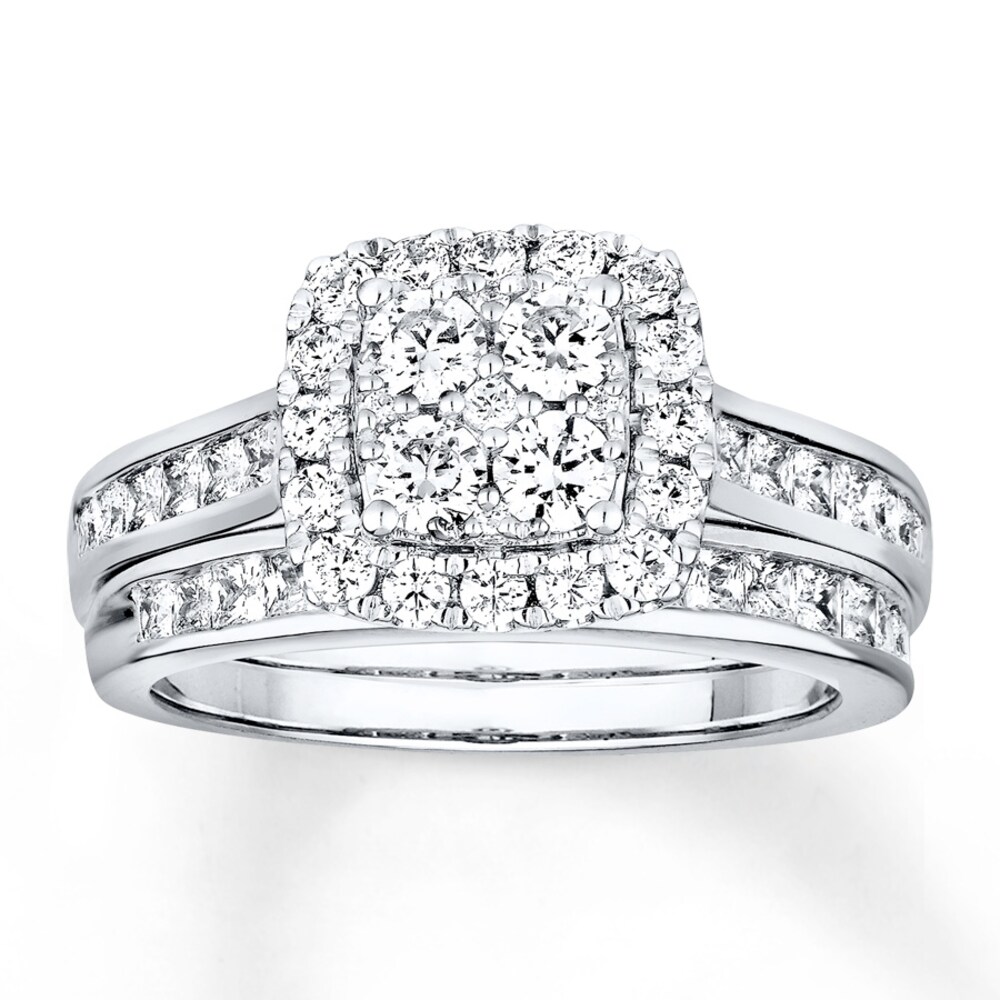 Diamond Bridal Set 1-5/8 ct tw Round-cut 14K White Gold 5izlAisE Diamond Bridal Set 1-5/8 ct tw Round-cut 14K White Gold 5izlAisE
