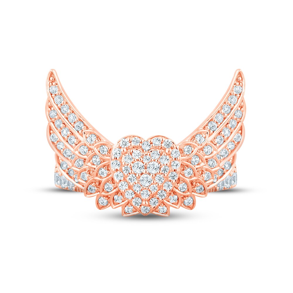 Pnina Tornai Diamond Winged Heart Ring 5/8 ct tw Round 14K Rose Gold 5nZqxIoM