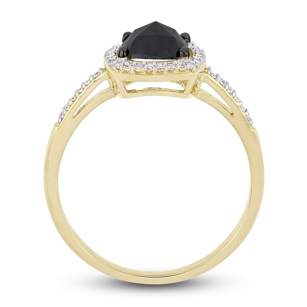 Black & White Diamond Halo Engagement Ring 1 ct tw Cushion/Round 14K Yellow Gold 5sntZB7I