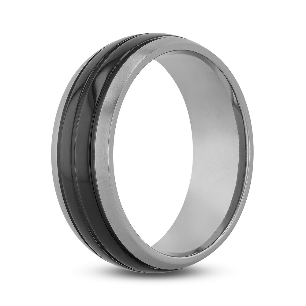Grooved Wedding Band Black Titanium 8mm 6JdLeG8r Grooved Wedding Band Black Titanium 8mm 6JdLeG8r