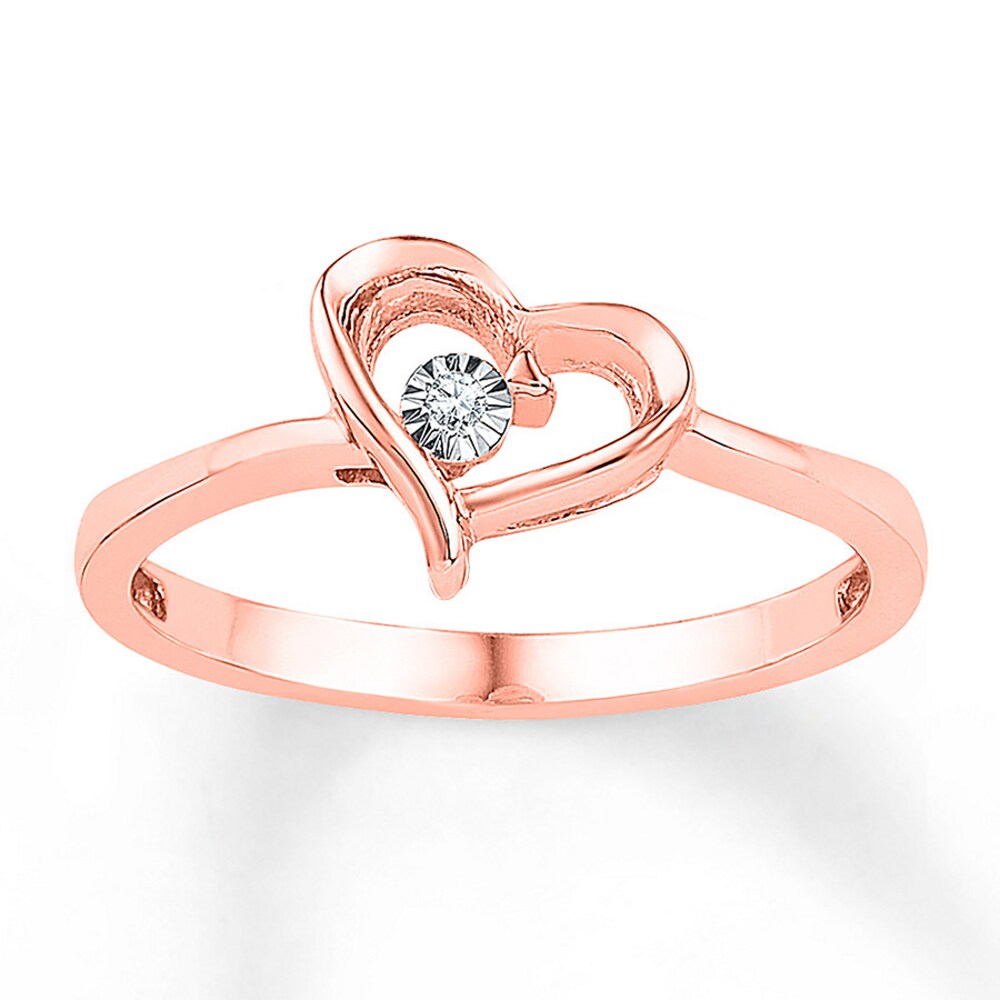 Heart Ring Diamond Accents 10K Rose Gold 6UY1V3OQ Heart Ring Diamond Accents 10K Rose Gold 6UY1V3OQ