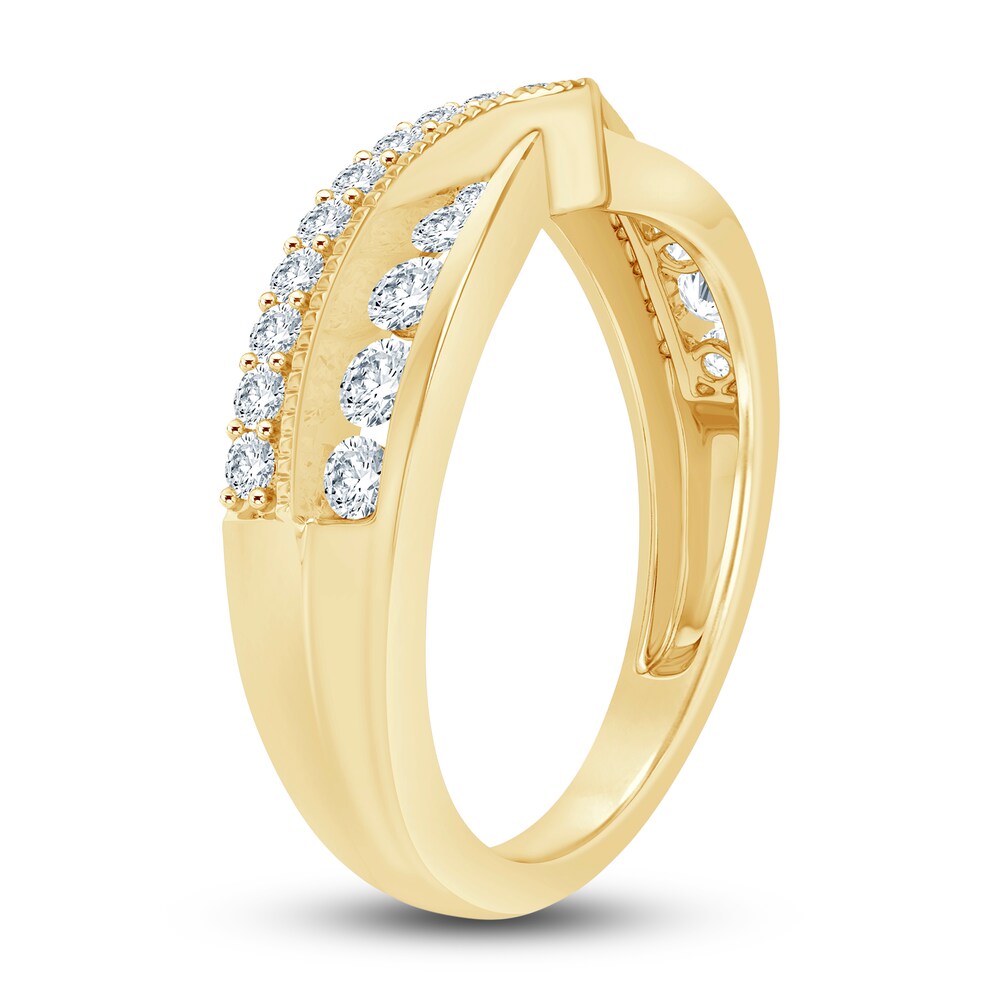 Diamond Contour Anniversary Band 1/2 ct tw Round 14K Yellow Gold 6YbhKb6j