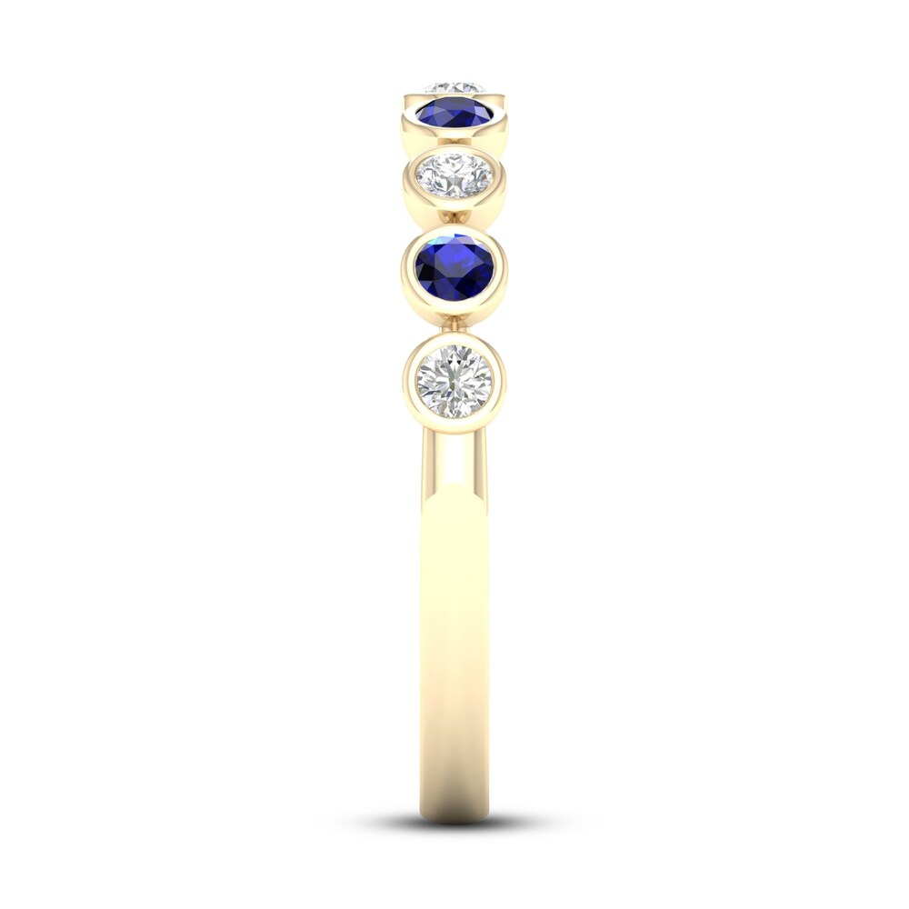 Natural Sapphire Ring 1/6 ct tw Diamonds 10K Yellow Gold 6af9AVQv
