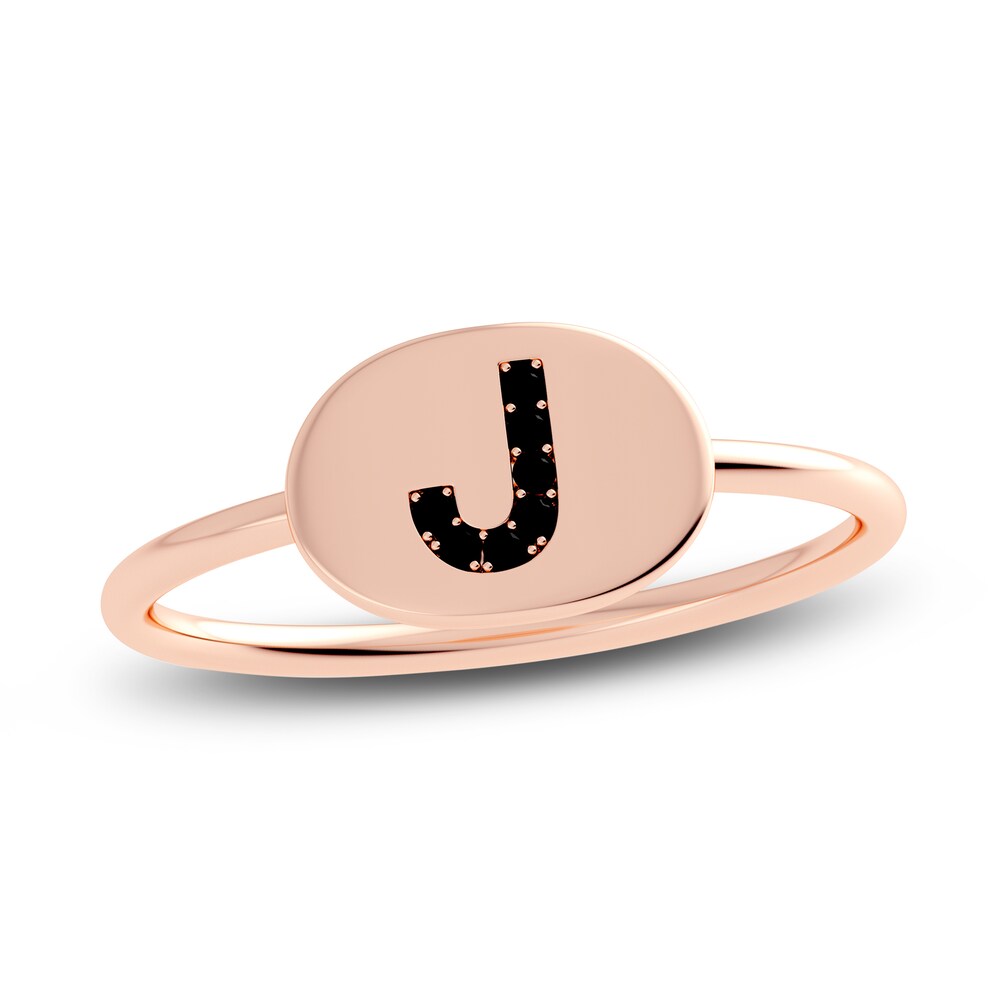 Juliette Maison Black Diamond Initial Oval Signet Ring 1/6 ct tw Round 10K Rose Gold 6fB4Y9HR Juliette Maison Black Diamond Initial Oval Signet Ring 1/6 ct tw Round 10K Rose Gold 6fB4Y9HR
