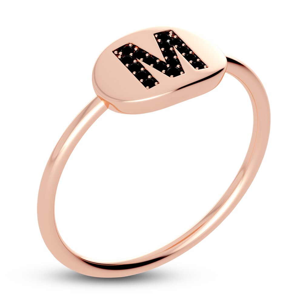 Juliette Maison Black Diamond Initial Oval Signet Ring 1/6 ct tw Round 10K Rose Gold 6fB4Y9HR Juliette Maison Black Diamond Initial Oval Signet Ring 1/6 ct tw Round 10K Rose Gold 6fB4Y9HR