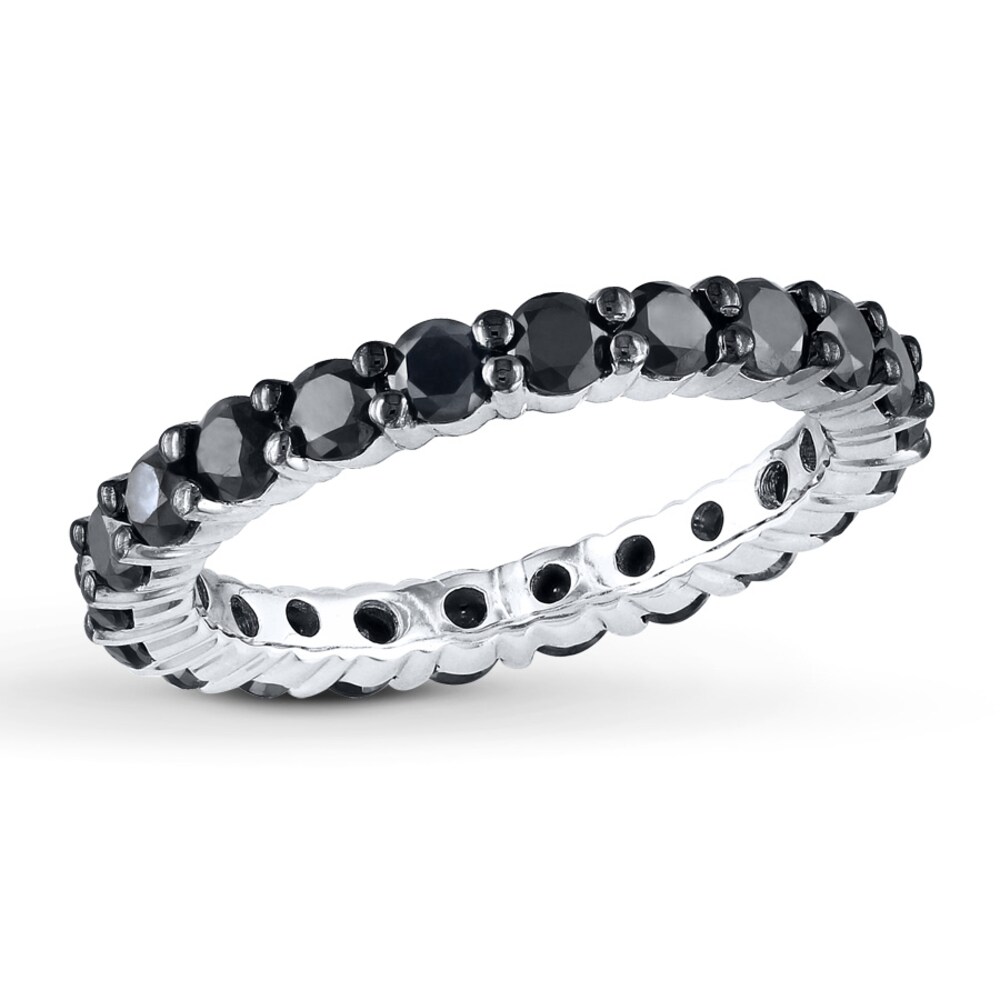 Black Diamond Eternity Ring 2 ct tw Round 14K White Gold 6hjQaBU5 Black Diamond Eternity Ring 2 ct tw Round 14K White Gold 6hjQaBU5