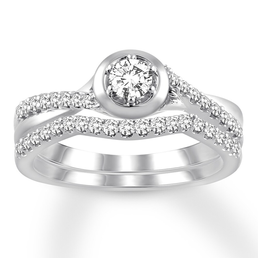 Diamond Bridal Set 1/2 ct tw Round-cut 14K White Gold 6kJDLPd4 Diamond Bridal Set 1/2 ct tw Round-cut 14K White Gold 6kJDLPd4