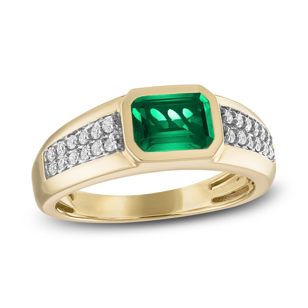 1933 by Esquire Men's Lab-Created Emerald Ring 1/5 ct tw Diamonds 10K Yellow Gold 73M696tu 1933 by Esquire Men's Lab-Created Emerald Ring 1/5 ct tw Diamonds 10K Yellow Gold 73M696tu