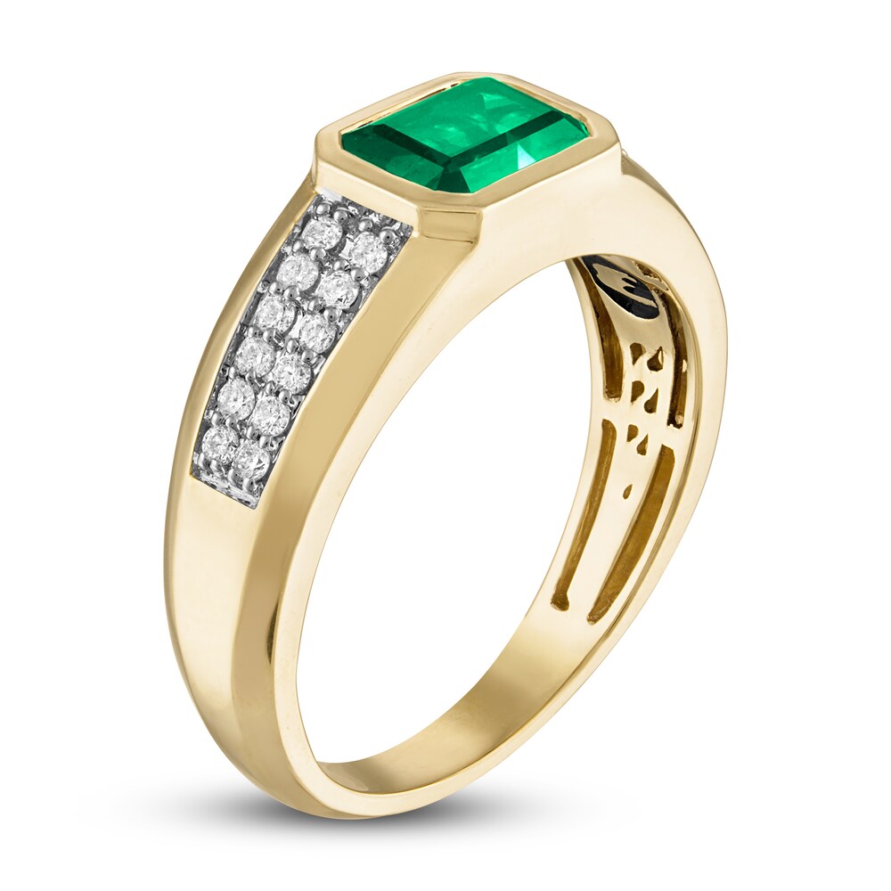 1933 by Esquire Men\'s Lab-Created Emerald Ring 1/5 ct tw Diamonds 10K Yellow Gold 73M696tu 1933 by Esquire Men\'s Lab-Created Emerald Ring 1/5 ct tw Diamonds 10K Yellow Gold 73M696tu