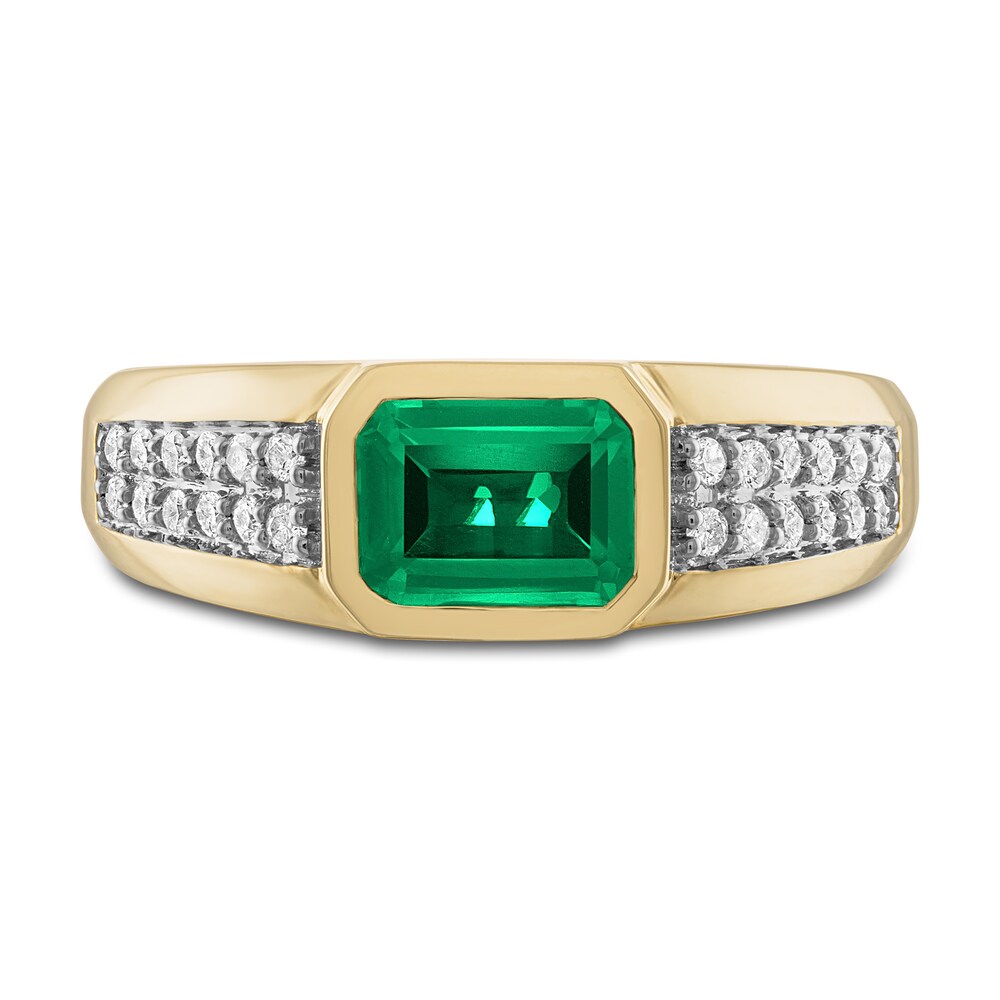 1933 by Esquire Men\'s Lab-Created Emerald Ring 1/5 ct tw Diamonds 10K Yellow Gold 73M696tu 1933 by Esquire Men\'s Lab-Created Emerald Ring 1/5 ct tw Diamonds 10K Yellow Gold 73M696tu