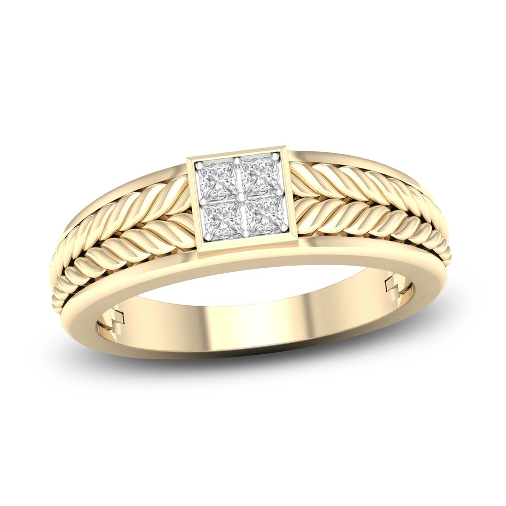 Men's Diamond Ring 1/3 ct tw Princess 10K Yellow Gold 7ACXD26p Men's Diamond Ring 1/3 ct tw Princess 10K Yellow Gold 7ACXD26p