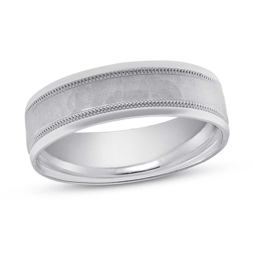 Wedding Band Hammered Platinum 6mm 7C1fow8B