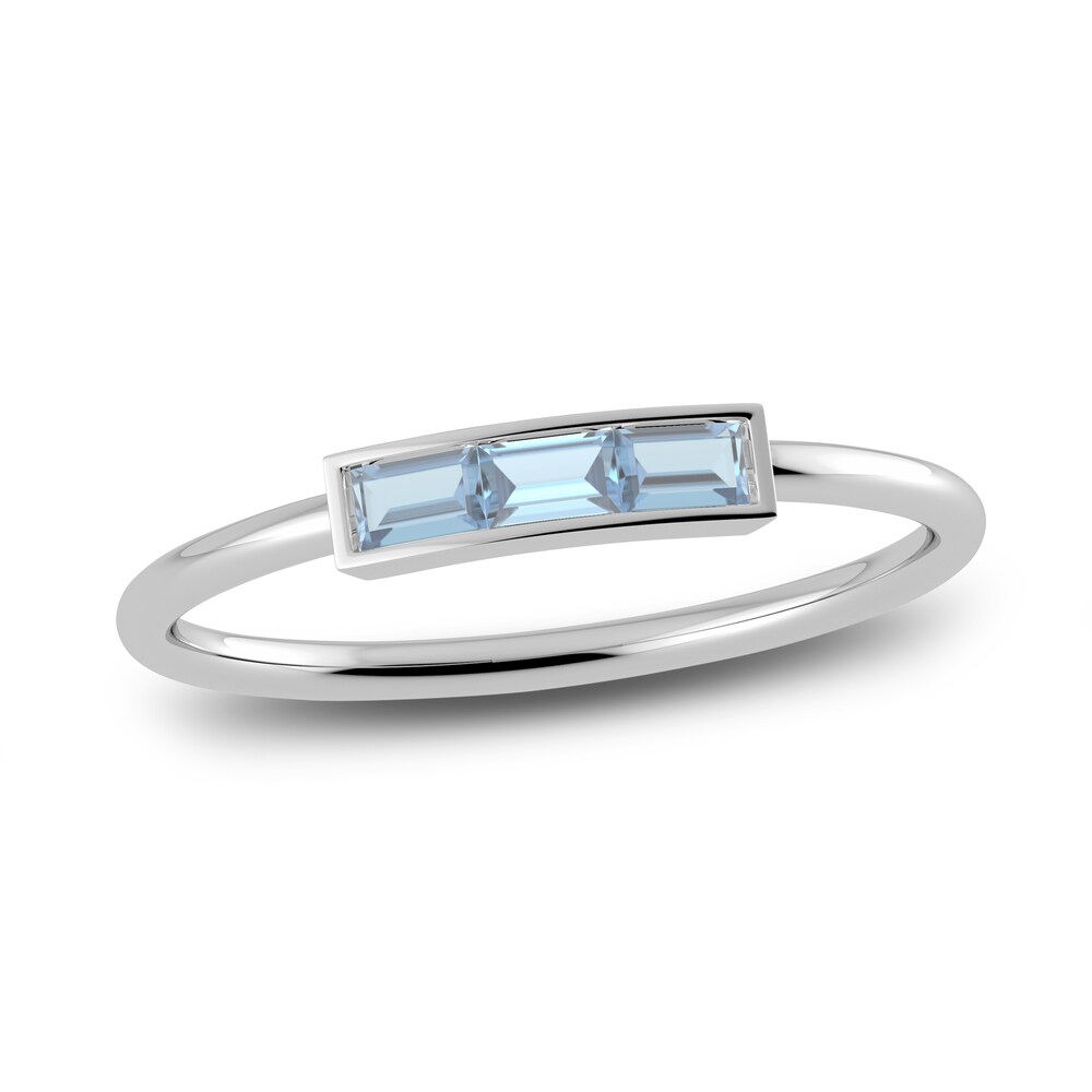 Juliette Maison Natural Aquamarine Baguette Bar Ring 10K White Gold 7DLe59KC Juliette Maison Natural Aquamarine Baguette Bar Ring 10K White Gold 7DLe59KC