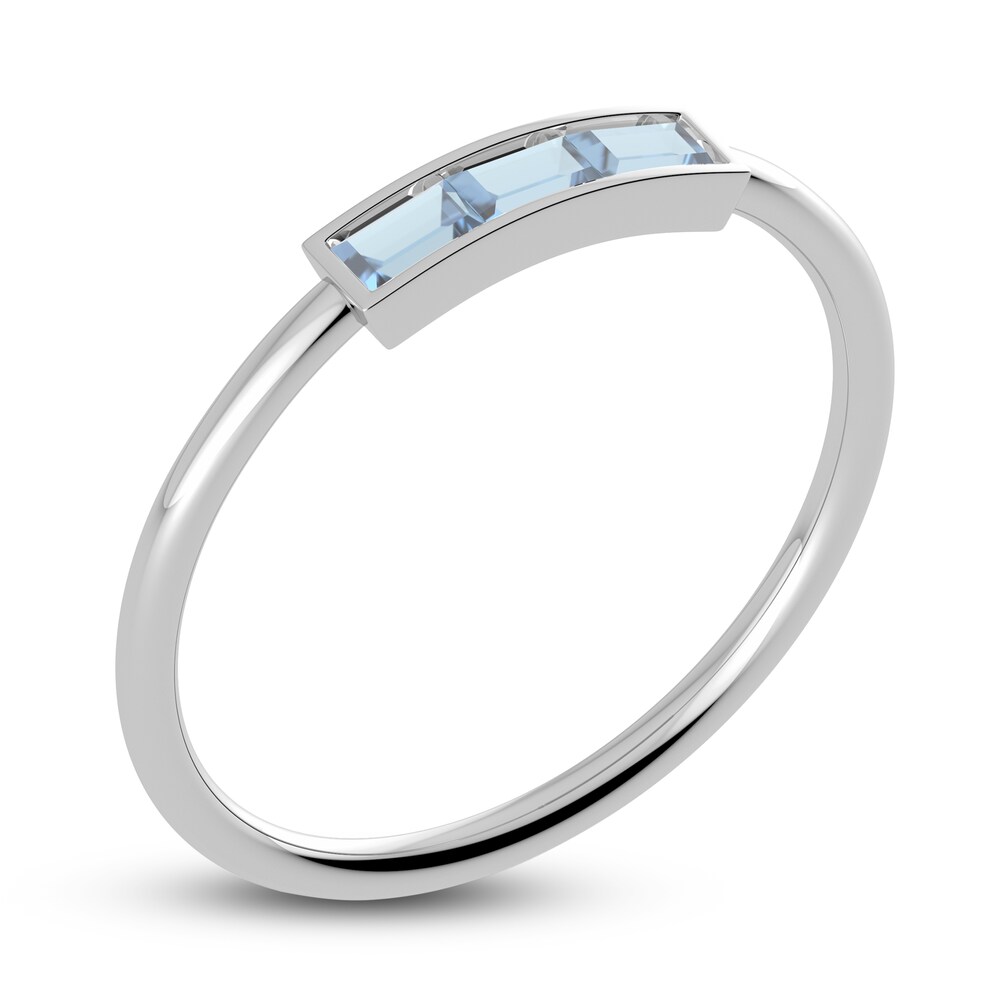 Juliette Maison Natural Aquamarine Baguette Bar Ring 10K White Gold 7DLe59KC Juliette Maison Natural Aquamarine Baguette Bar Ring 10K White Gold 7DLe59KC