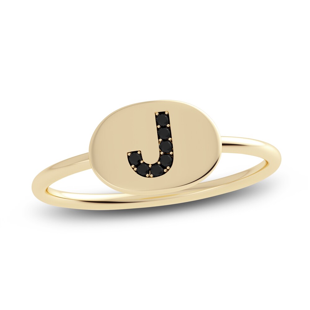Juliette Maison Black Diamond Initial Oval Signet Ring 1/6 ct tw Round 10K Yellow Gold 7EdDA0aT Juliette Maison Black Diamond Initial Oval Signet Ring 1/6 ct tw Round 10K Yellow Gold 7EdDA0aT