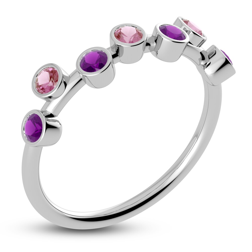 Juliette Maison Natural Pink Tourmaline & Natural Amethyst Ring 10K White Gold 7Fau3BpC Juliette Maison Natural Pink Tourmaline & Natural Amethyst Ring 10K White Gold 7Fau3BpC