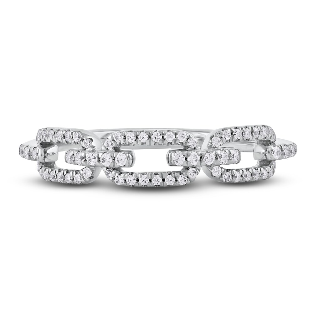 Diamond Oval Link Ring 1/4 ct tw Round 14K White Gold 7SXxb195 Diamond Oval Link Ring 1/4 ct tw Round 14K White Gold 7SXxb195