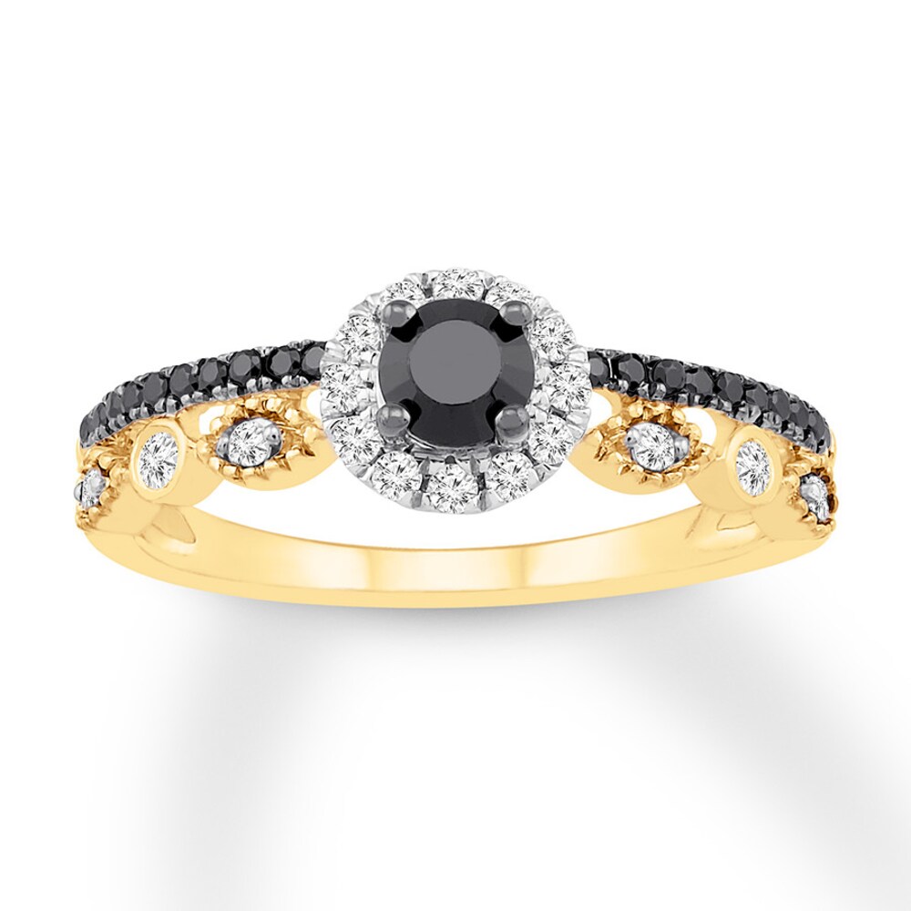 Black/White Diamond Promise Ring 1/2 ct tw 10K Yellow Gold 7TeQIVfz Black/White Diamond Promise Ring 1/2 ct tw 10K Yellow Gold 7TeQIVfz