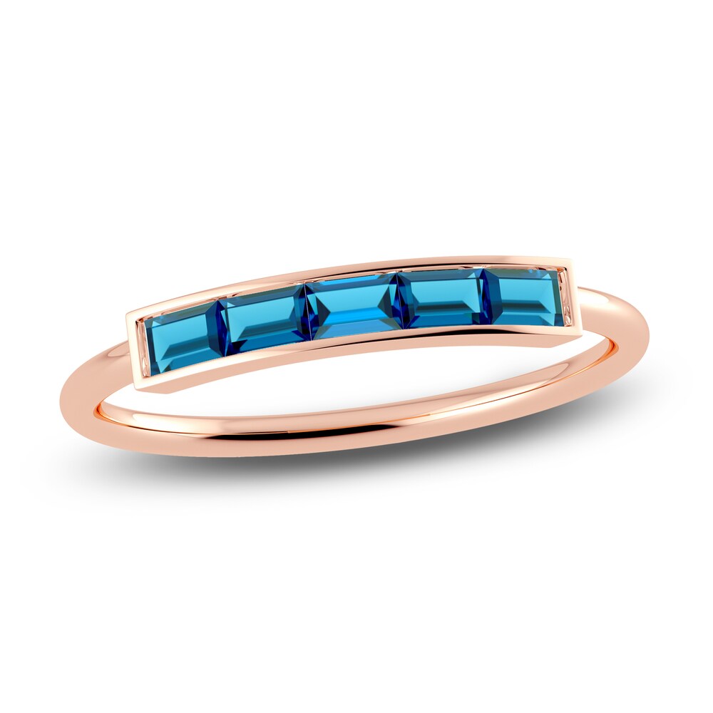 Juliette Maison Natural Blue Zircon Baguette Bar Ring 10K Rose Gold 7c60Be8x Juliette Maison Natural Blue Zircon Baguette Bar Ring 10K Rose Gold 7c60Be8x