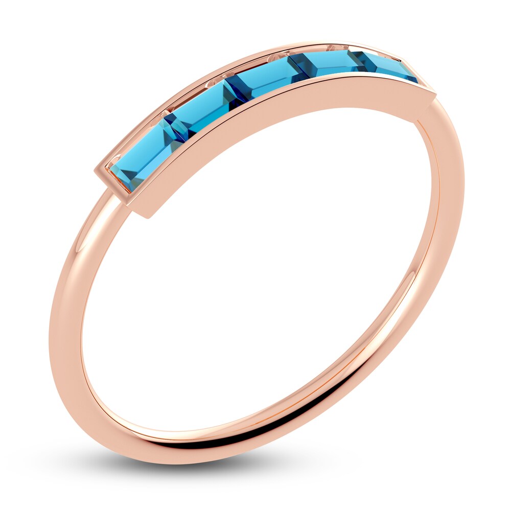 Juliette Maison Natural Blue Zircon Baguette Bar Ring 10K Rose Gold 7c60Be8x Juliette Maison Natural Blue Zircon Baguette Bar Ring 10K Rose Gold 7c60Be8x