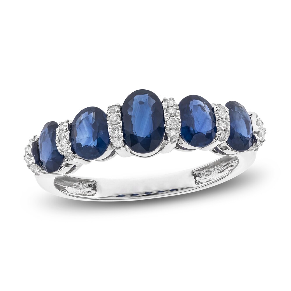 Natural Blue Sapphire Ring 1/8 ct tw Diamonds 14K White Gold 7iTDBgnp Natural Blue Sapphire Ring 1/8 ct tw Diamonds 14K White Gold 7iTDBgnp
