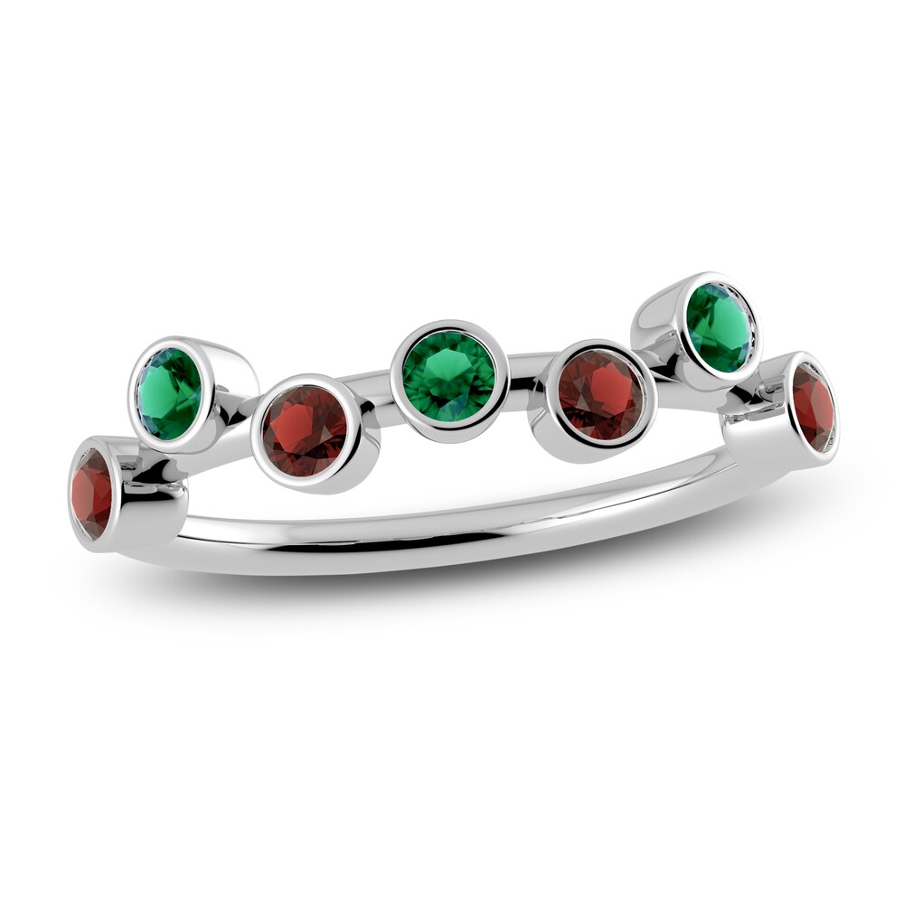 Juliette Maison Natural Emerald & Natural Garnet Ring 10K White Gold 7ieCN9mm Juliette Maison Natural Emerald & Natural Garnet Ring 10K White Gold 7ieCN9mm
