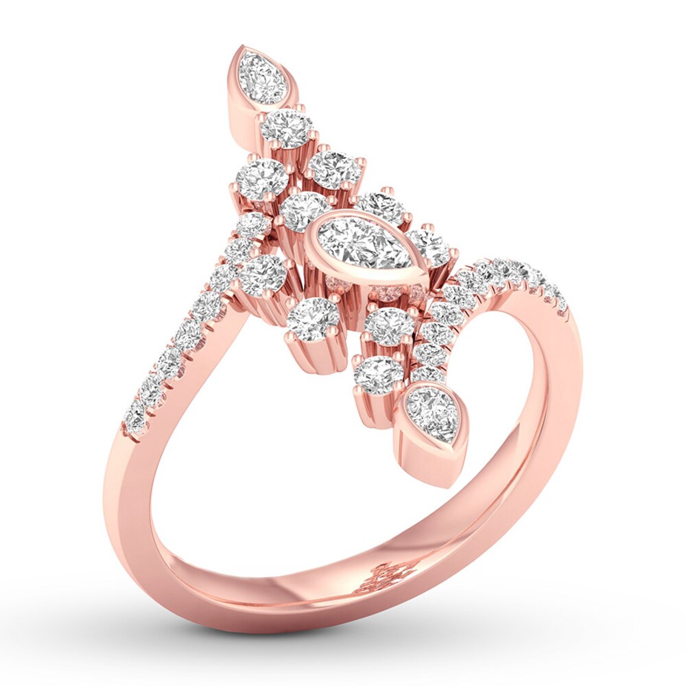 Diamond Ring 5/8 ct tw Pear-shaped/Round 14K Rose Gold 7ubKiG1X Diamond Ring 5/8 ct tw Pear-shaped/Round 14K Rose Gold 7ubKiG1X