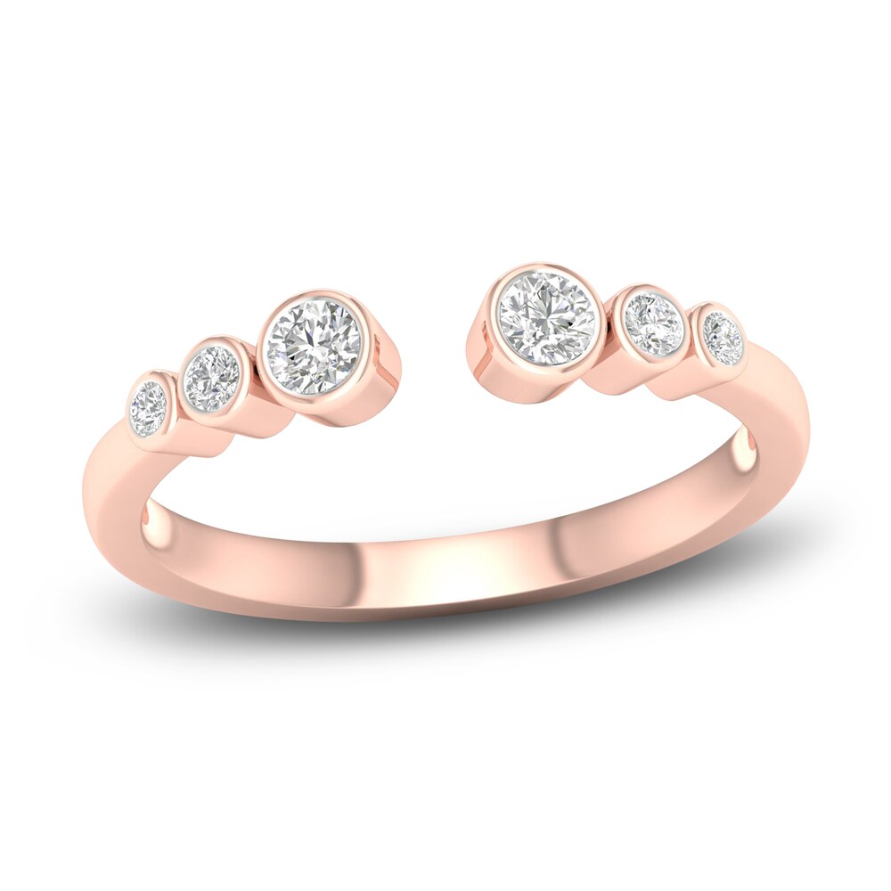 Diamond Bezel Open Cuff Ring 1/5 ct tw Round 14K Rose Gold 8BLrxGRE Diamond Bezel Open Cuff Ring 1/5 ct tw Round 14K Rose Gold 8BLrxGRE