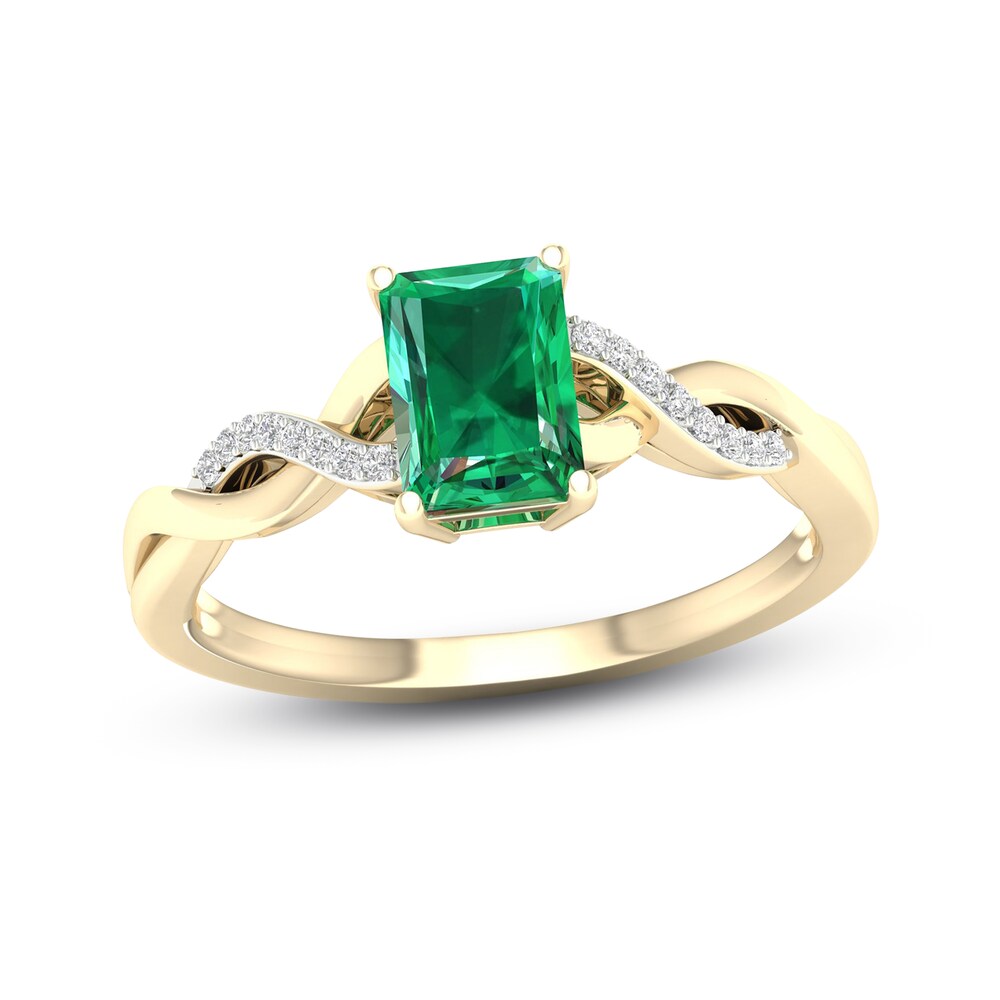 Natural Emerald Ring 1/20 ct tw Diamonds 10K Yellow Gold 8MrJQrkY Natural Emerald Ring 1/20 ct tw Diamonds 10K Yellow Gold 8MrJQrkY