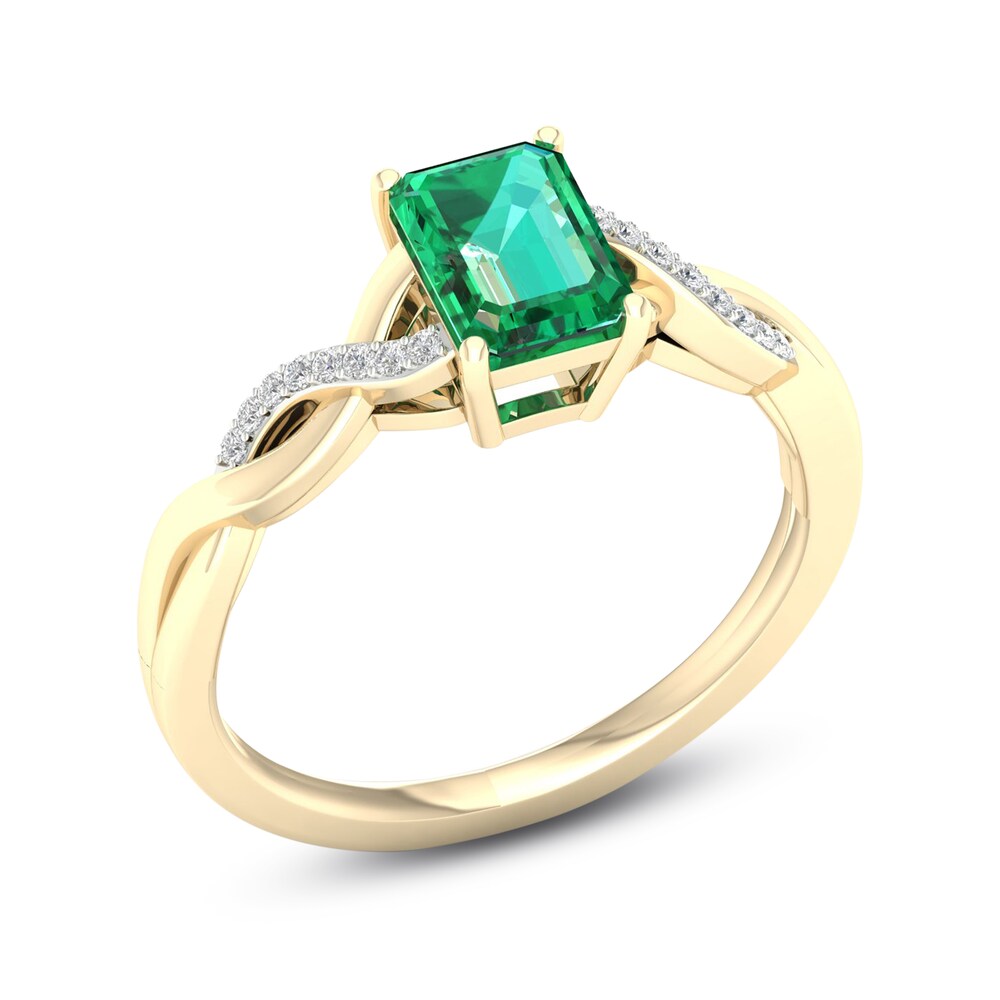 Natural Emerald Ring 1/20 ct tw Diamonds 10K Yellow Gold 8MrJQrkY Natural Emerald Ring 1/20 ct tw Diamonds 10K Yellow Gold 8MrJQrkY