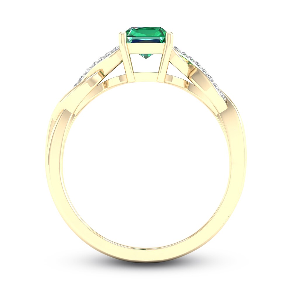 Natural Emerald Ring 1/20 ct tw Diamonds 10K Yellow Gold 8MrJQrkY Natural Emerald Ring 1/20 ct tw Diamonds 10K Yellow Gold 8MrJQrkY